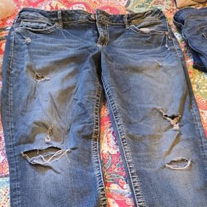 Silver Jeans Blue Distressed Boyfriend Jeans